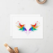 Fluffy Rainbow Wings Notitiekaartje (Voorkant / Achterkant in situ)