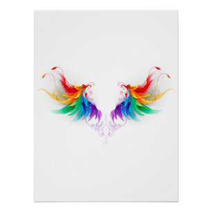 Fluffy Rainbow Wings Perfect Poster