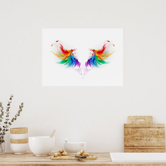 Fluffy Rainbow Wings Poster (Keuken)
