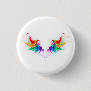 Fluffy Rainbow Wings Ronde Button 3,2 Cm