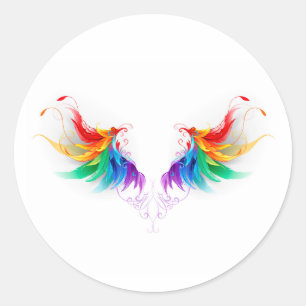 Fluffy Rainbow Wings Ronde Sticker