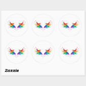 Fluffy Rainbow Wings Ronde Sticker (Vel)