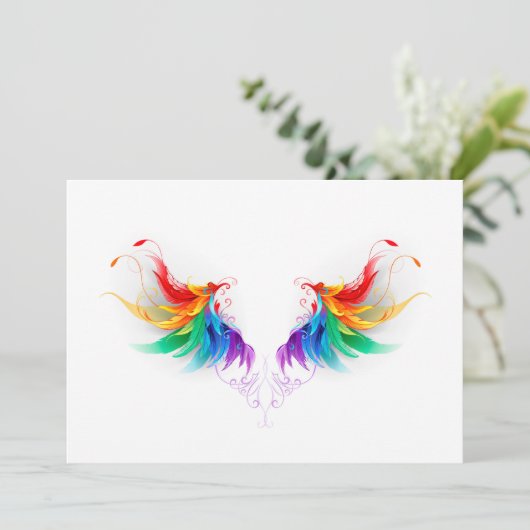 Fluffy Rainbow Wings Save The Date (Staand voorkant)