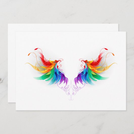 Fluffy Rainbow Wings Save The Date (Voorkant / Achterkant)