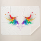 Fluffy Rainbow Wings Sherpa Deken (Voorkant (horizontaal))