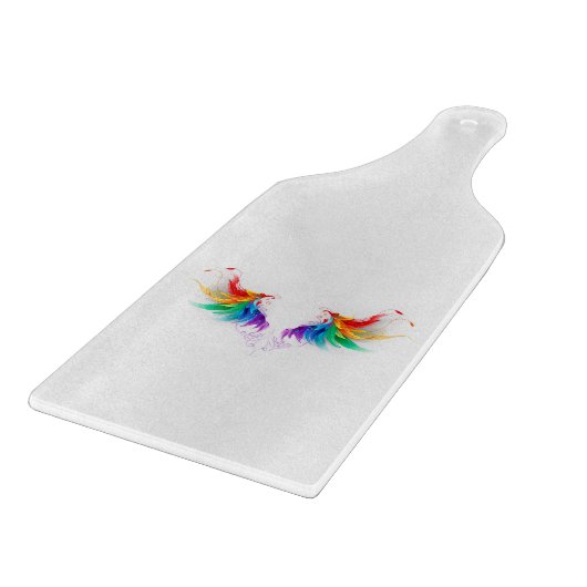 Fluffy Rainbow Wings Snijplank (Hoek)