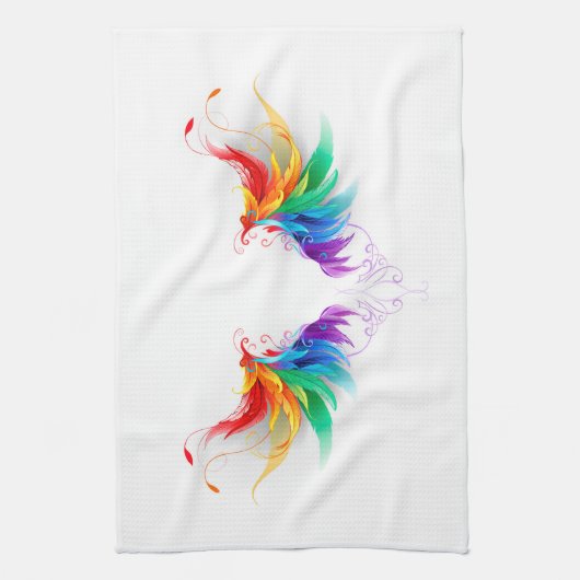 Fluffy Rainbow Wings Theedoek (Verticaal)