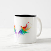 Fluffy Rainbow Wings Tweekleurige Koffiemok (Voorkant rechts)