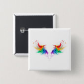 Fluffy Rainbow Wings Vierkante Button 5,1 Cm (Voorkant /achterkant)