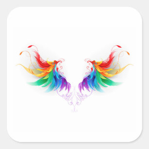 Fluffy Rainbow Wings Vierkante Sticker