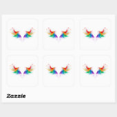 Fluffy Rainbow Wings Vierkante Sticker (Vel)