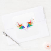 Fluffy Rainbow Wings Vierkante Sticker (Envelop)
