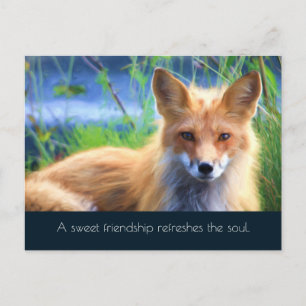 Fluffy Red Fox met Friendship Quote Briefkaart
