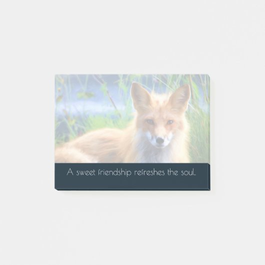 Fluffy Red Fox met Friendship Quote Post-it® Notes (Voorkant)