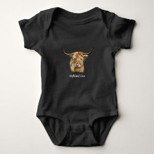 Fluffy Red Highland Cow Original Digital Art Romper