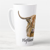 Fluffy Red Highland Koe Originele digitale kunst Latte Mok (Linkerhoek)