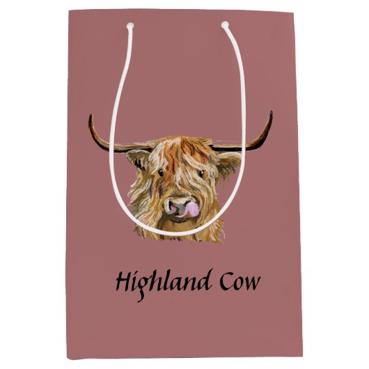 Fluffy Red Highland Koe Originele digitale kunst Medium Cadeauzakje (Voorkant)