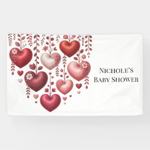 Fluffy Rode Bloemhart Baby Shower Spandoek