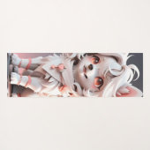 Fluffy Roze en Witte Puppy Kinder Custom Yogamat (Achterkant (horizontaal))