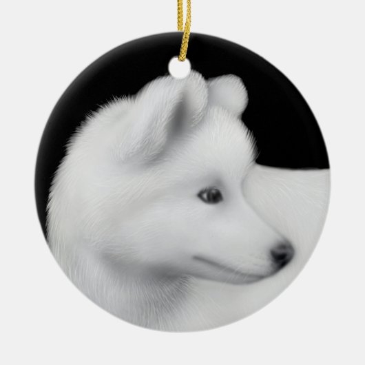 Fluffy Samoyed Dog Ornament (Voorkant)