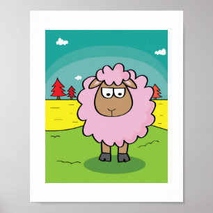 Fluffy Schaap Illustratie Kinderen Boerderij Die Poster
