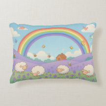 Fluffy Schaap Lavendelveld Regenboog Kunst