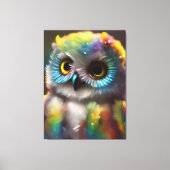 Fluffy Schattigee kleurrijke uil Canvas Afdruk (Voorkant)