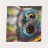 Fluffy Schattigee kleurrijke uil Wandkleed (Voorkant (horizontaal))