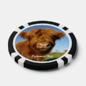 Fluffy Scottish Highland Koe - Blue Sky Poker Chips (Enkel)