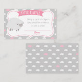 Fluffy Sheep Diaper Raffle Insert (grijs en roze) Informatiekaartje (Voorkant / Achterkant)