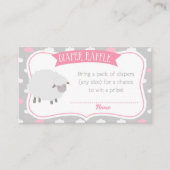 Fluffy Sheep Diaper Raffle Insert (grijs en roze) Informatiekaartje (Voorkant)