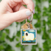 Fluffy Sheep & Yellow Flowers Sleutelhanger (Hand)