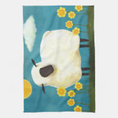 Fluffy Sheep & Yellow Flowers Tea Towel Theedoek (Verticaal)