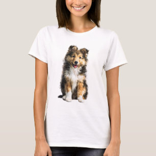 Fluffy Shetland Sheepdog Puppy Illustratie Vrouwen T-shirt
