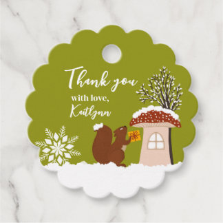Fluffy Squirrel Gift Winter Baby Shower Gift Bedankjes Labels
