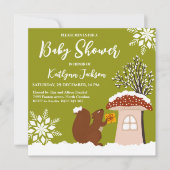 Fluffy Squirrel Gift Winter Baby shower Kaart (Voorkant)