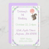 Fluffy Squirrel met roze ballon Birthday Kaart (Voorkant / Achterkant)