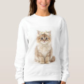 "Fluffy Sweatshirt de chat à couronne de fleurs" (Devant)
