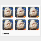 Fluffy Syrian Hamster Kokolinka Vierkante Sticker (Vel)