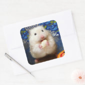 Fluffy Syrian Hamster Kokolinka Vierkante Sticker (Envelop)