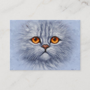 Fluffy Tabby Cat Kitten Face Light Grey Visitekaartje