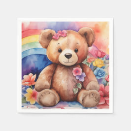 Fluffy Teddybeer met regenboog Servet