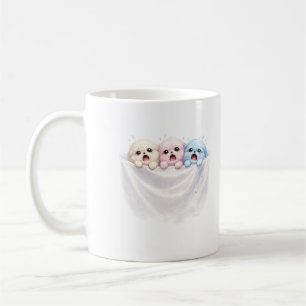 Fluffy Trio in Paniek – Mooie Pastel Wezens Koffiemok
