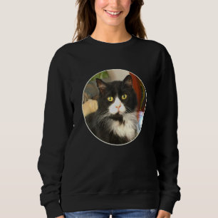 Fluffy Tuxedo Cat Face Trui