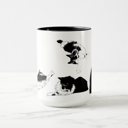 Fluffy Tuxedo Cat Mok (Midden)