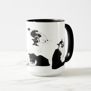 Fluffy Tuxedo Chat Mug