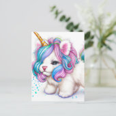 Fluffy Unicorn Puppy Briefkaart (Staand voorkant)