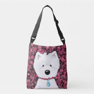 Fluffy Westie Bloemindrukken Crossbody Tas