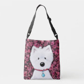 Fluffy Westie Floral Impressions Crossbody Tas (Achterkant)