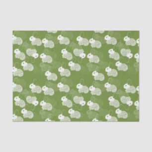 Fluffy White Bunnies op Groen Tissuepapier